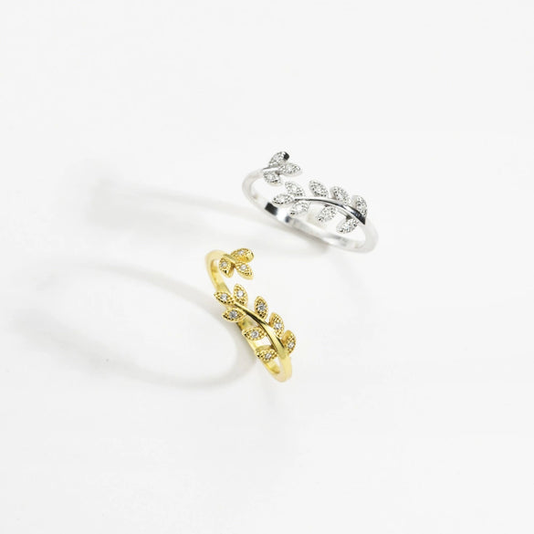 Wholesale Fresh Diamond Leaf Ring In Niche Design 925 Silver With Diamond Treatment For Unisex Elegant And Sweet