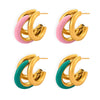 Wholesale Fresh Fashion Geometric Ushape And Cshape Electroplated Titanium Steel Earrings For Women