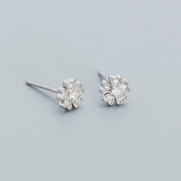 Wholesale Fresh Flower Ear Studs 925 Silver Electroplated Women's Ear Jewelry