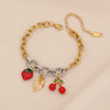 Wholesale Fresh Garden Style Fruit Shaped Stainless Steel Chain Bracelet With Dripping Oil Processing