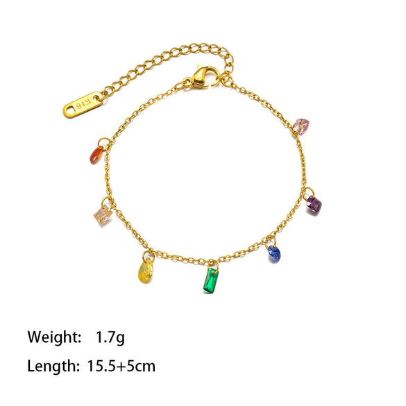 Wholesale Fresh Geometric Square Titanium Steel Electroplated Necklace Set Accessories For Women