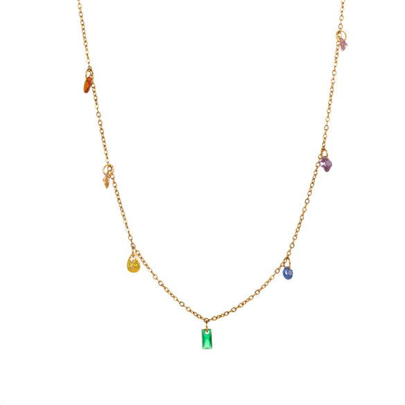 Wholesale Fresh Geometric Square Titanium Steel Electroplated Necklace Set Accessories For Women