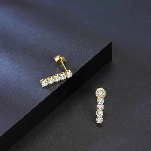 Wholesale Fresh Geometric Sterling Silver Chain Earrings With Electroplating