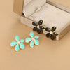 Wholesale Fresh Oil Painting Style Geometric Pearl Earrings With Electroplating And Love Flower Design For Women