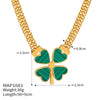 Wholesale Fresh Pastoral Style Creative Titanium Steel Set With Clover Flower Pattern Bracelet Necklace Ear Studs Electroplated