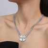 Wholesale Fresh Pastoral Style Creative Titanium Steel Set With Clover Flower Pattern Bracelet Necklace Ear Studs Electroplated
