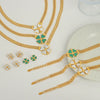 Wholesale Fresh Pastoral Style Creative Titanium Steel Set With Clover Flower Pattern Bracelet Necklace Ear Studs Electroplated