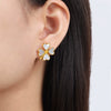 Wholesale Fresh Pastoral Style Creative Titanium Steel Set With Clover Flower Pattern Bracelet Necklace Ear Studs Electroplated