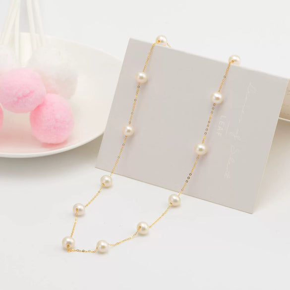 Wholesale Fresh Water Pearl Gypsophila S925 Silver Necklace