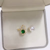 Wholesale Freshwater Pearl And Green Agate Gourd Ring With Copper Material And Electroplating In Fashion Style For Women