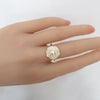 Wholesale Freshwater Pearl And Sea Shell Broken Shell Drop Glaze Camellia Ring Copper Material Fashion Style Flat Round And Bun Round Pearl Shape