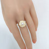 Wholesale Freshwater Pearl And Sea Shell Broken Shell Drop Glaze Camellia Ring Copper Material Fashion Style Flat Round And Bun Round Pearl Shape