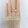 Wholesale Freshwater Pearl And Sea Shell Crown Open Ring Highgloss Natural 5A Grade Goldfilled Copper Accessories Fashion Style For Women