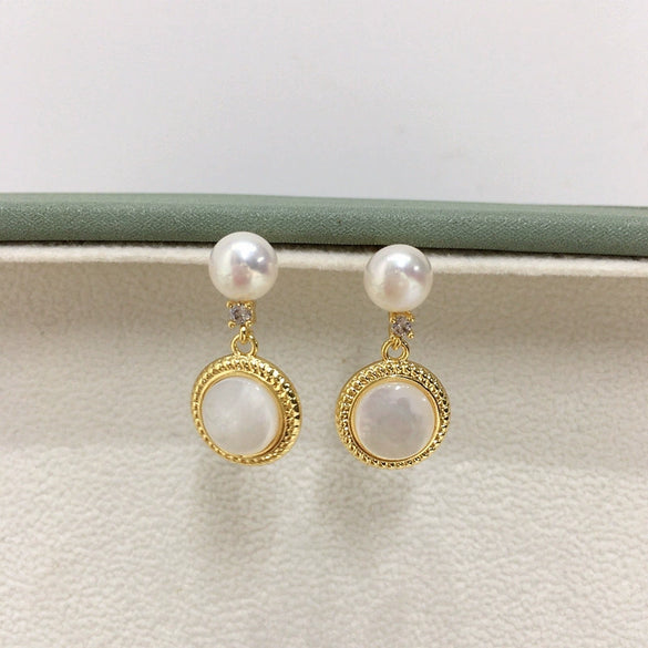 Wholesale Freshwater Pearl And Sea Shell Jewelry Set With Round Shape