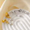 Wholesale Freshwater Pearl And 316L Stainless Steel Earrings Retro Fashion Spiral Shape Geometric Style 18K Gold Plated