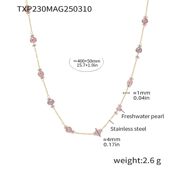 Wholesale Freshwater Pearl And Titanium Steel Electroplated Jewelry Set For Women Ferris Wheel Design Necklace And Bracelet