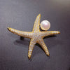Wholesale Freshwater Pearl Copper Starfish Microinlaid Brooch For Women Fashion Decoration