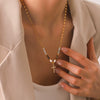 Wholesale Freshwater Pearl Cross Necklace With Diamonds For Women Stainless Steel Jewelry