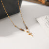 Wholesale Freshwater Pearl Cross Necklace With Diamonds For Women Stainless Steel Jewelry