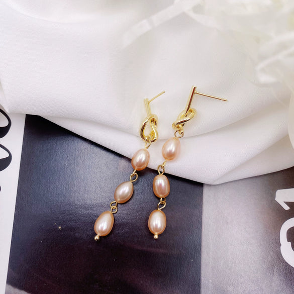 Wholesale Freshwater Pearl Earrings Baroque Style Geometric Design Electroplating For Women