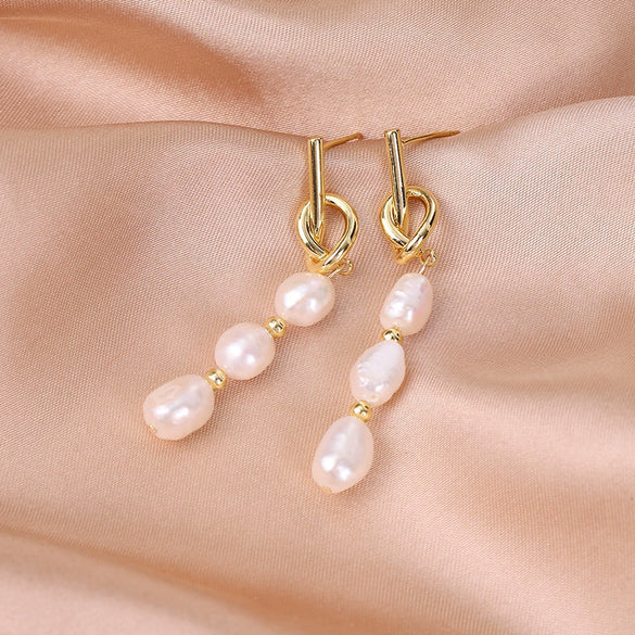 Wholesale Freshwater Pearl Earrings Baroque Style Geometric Design Electroplating For Women