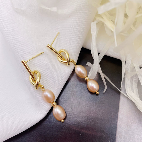 Wholesale Freshwater Pearl Earrings Baroque Style Geometric Design Electroplating For Women