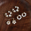 Wholesale Freshwater Pearl Earrings Copper Gold Plated S925 Sterling Silver Unisex Natural Style Flower Circle Design