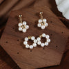 Wholesale Freshwater Pearl Earrings Copper Gold Plated S925 Sterling Silver Unisex Natural Style Flower Circle Design