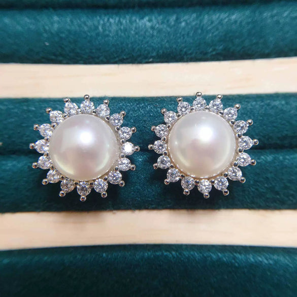 Wholesale Freshwater Pearl Earrings 925 Silver Label Copper Plated Real Gold For Women