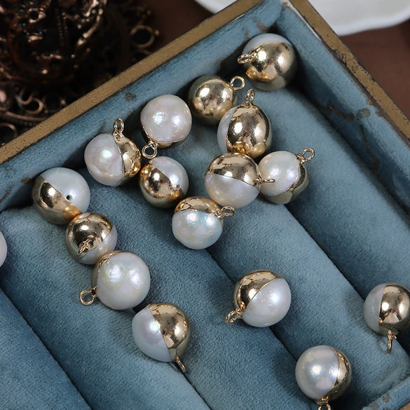 Wholesale Freshwater Pearl Edison Round Gilded Single Hanging Pendant Earrings Jewelry Accessories