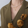 Wholesale Freshwater Pearl Geometric Simple Natural Titanium Steel Electroplated Stacked Necklace For Women