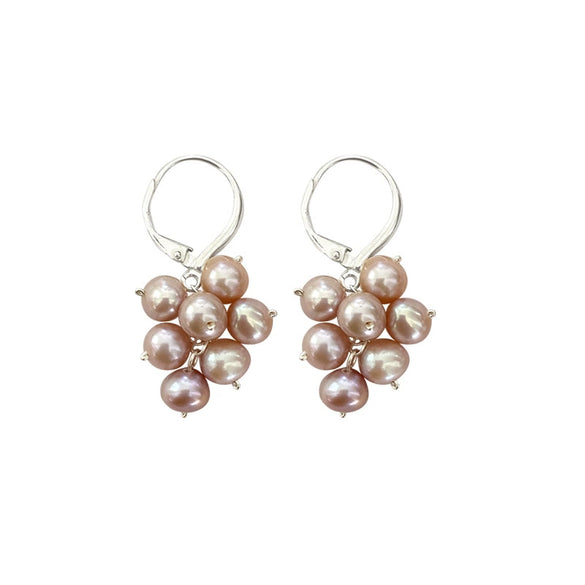 Wholesale Freshwater Pearl Grape String Earrings Silver Retro Natural Women's