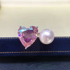 Wholesale Freshwater Pearl Heartshaped Ring With Copper And Zircon For Women