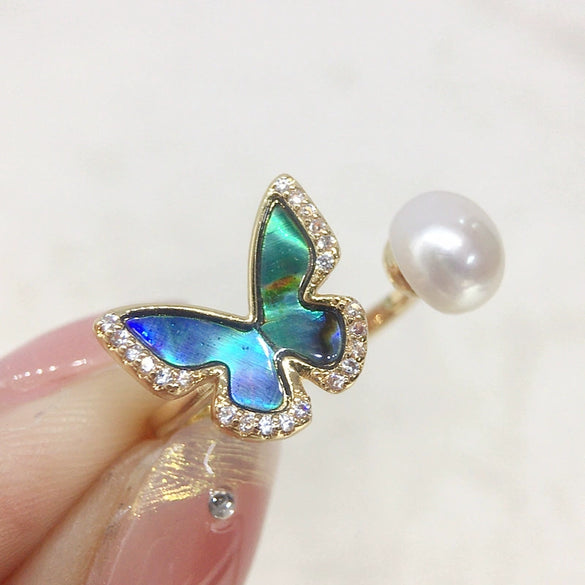 Wholesale Freshwater Pearl Jewelry Set With Abalone Shell And Butterfly Design
