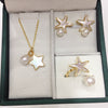 Wholesale Freshwater Pearl Jewelry Set With Natural Sea Shell Starfish Shape Pendant Stud Earrings And Ring