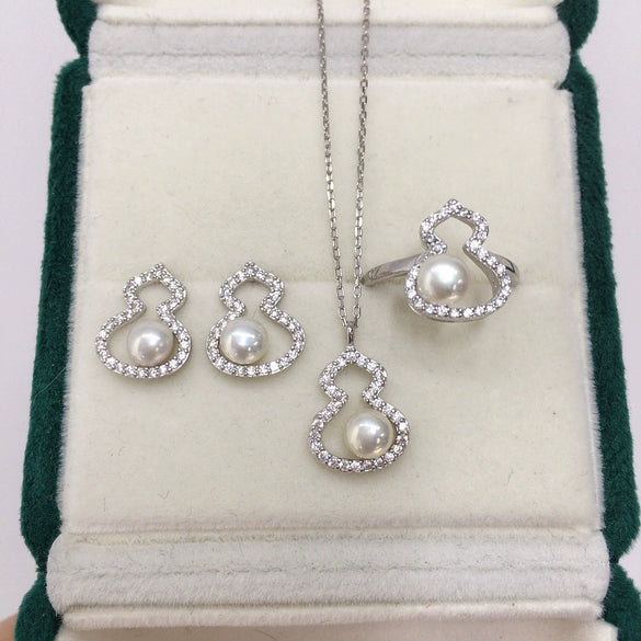 Wholesale Freshwater Pearl Jewelry Set With S925 Sterling Silver And Gourd Shape
