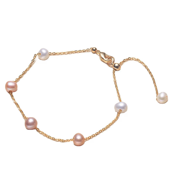 Wholesale Freshwater Pearl Nearly Round Bracelet For Girls Copper Alloy Material Simple Style