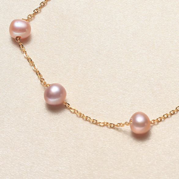 Wholesale Freshwater Pearl Nearly Round Bracelet For Girls Copper Alloy Material Simple Style