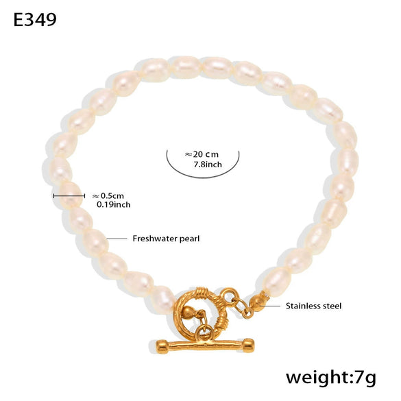 Wholesale Freshwater Pearl Necklace Bracelet Earrings Set With O Buckle Electroplated For Women Elegant Style
