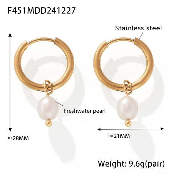 Wholesale Freshwater Pearl Necklace Bracelet Earrings Set With O Buckle Electroplated For Women Elegant Style