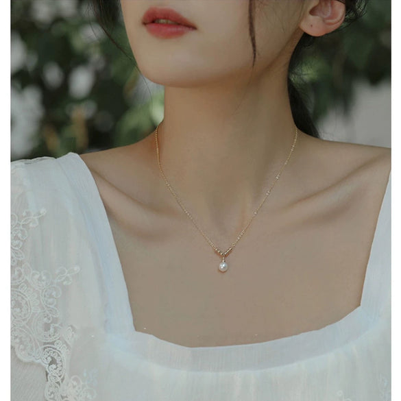 Wholesale Freshwater Pearl Necklace Copper Exotic Geometric Round Design Women's