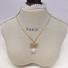 Wholesale Freshwater Pearl Necklace With Copper Microinlaid Zircon Bow Pendant Flat Round And Bun Round Shapes Fashion And Minimalist Style