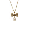Wholesale Freshwater Pearl Necklace With Copper Microinlaid Zircon Bow Pendant Flat Round And Bun Round Shapes Fashion And Minimalist Style