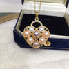 Wholesale Freshwater Pearl Necklace With Heart Pendant Copper Fashion Minimalist Style Flat Round And Bun Round Pearls