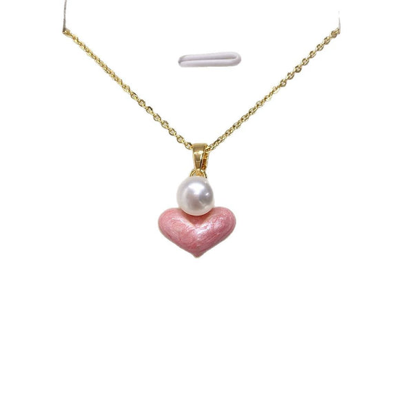 Wholesale Freshwater Pearl Necklace With Love Heart Shaped Pendant Copper Accessories Fashion Ol Style