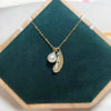 Wholesale Freshwater Pearl Pendant Clavicle Chain With Retro Feather Design Copper 18K Gold Plated Rice Shape And Droplet Shape Necklace