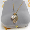 Wholesale Freshwater Pearl Pendant Clavicle Chain With Retro Feather Design Copper 18K Gold Plated Rice Shape And Droplet Shape Necklace