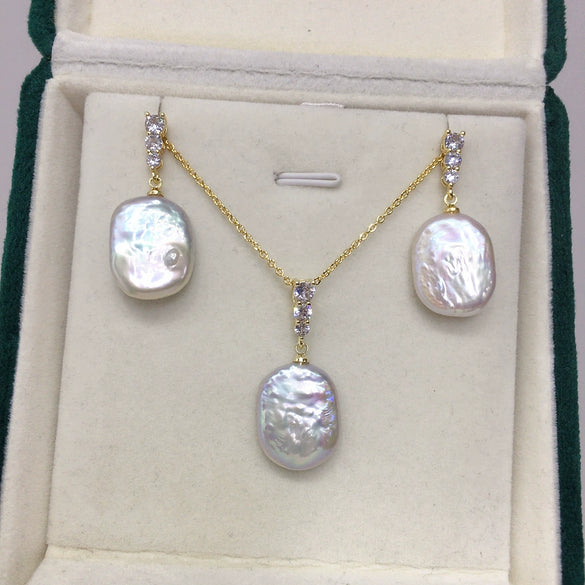 Wholesale Freshwater Pearl Pendant Earrings In Square Baroque Shape