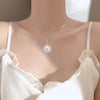 Wholesale Freshwater Pearl Pendant Necklace With 925 Standard Copper Plated Real Gold Round Shape