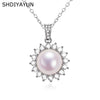 Wholesale Freshwater Pearl Pendant Necklace With 925 Standard Copper Plated Real Gold Round Shape